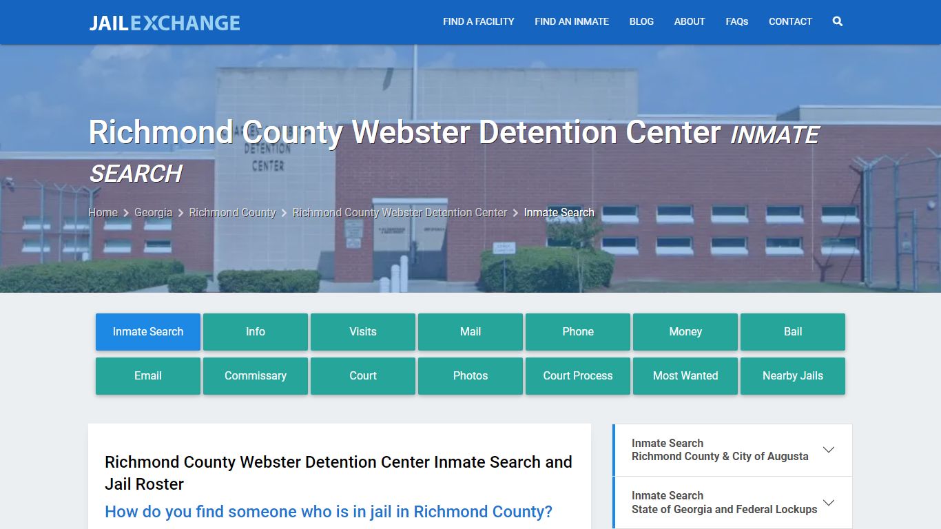 Richmond County Webster Detention Center Inmate Search - Jail Exchange